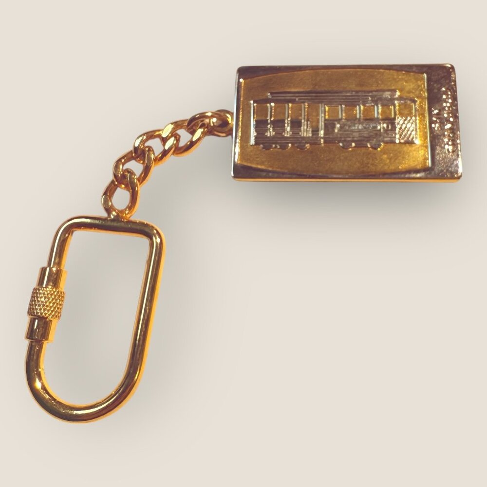 San Francisco Trolley Keychain Keyring Gold Tone Metal California Souvenir